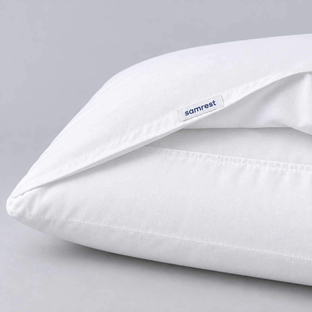 SAMREST™ Hotel Luxury 100% Long-Staple Cotton Pillow Cover & Protector (Cooling Percale Weave, Hidden Zipper)