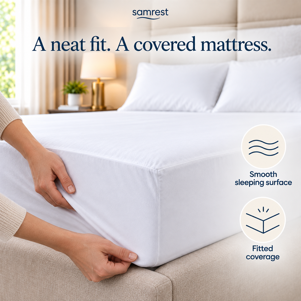 Samrest 100% Waterproof Mattress Protector – Breathable & Hypoallergenic